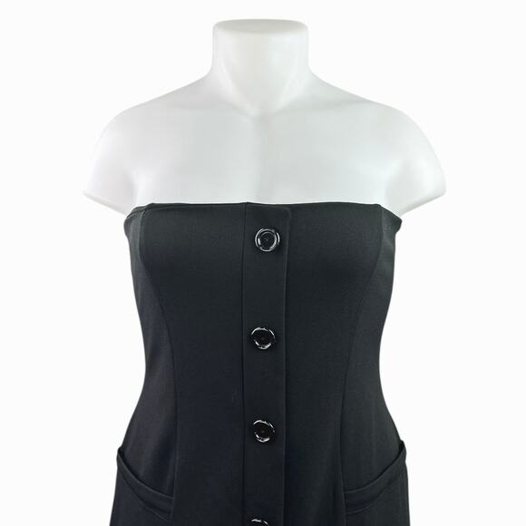 Asos Black Strapless Sleeveless Tube Bandeau Tux Mini Bodycon Dress Size 14 - Picture 2 of 6